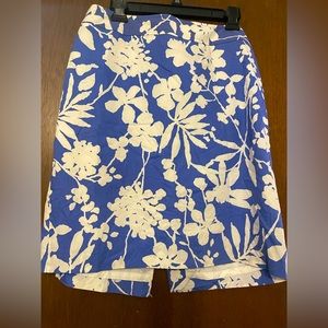 Brooks Brothers 346 Straight Skirt Women’s 12 Blue White Floral Cotton